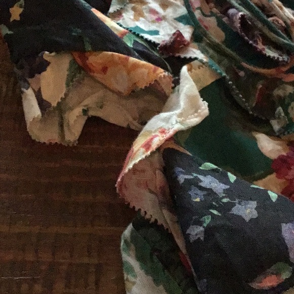 Zimmermann Allia Floral Print Cut Out Spliced Linen Mini Dress - Picture 7 of 12